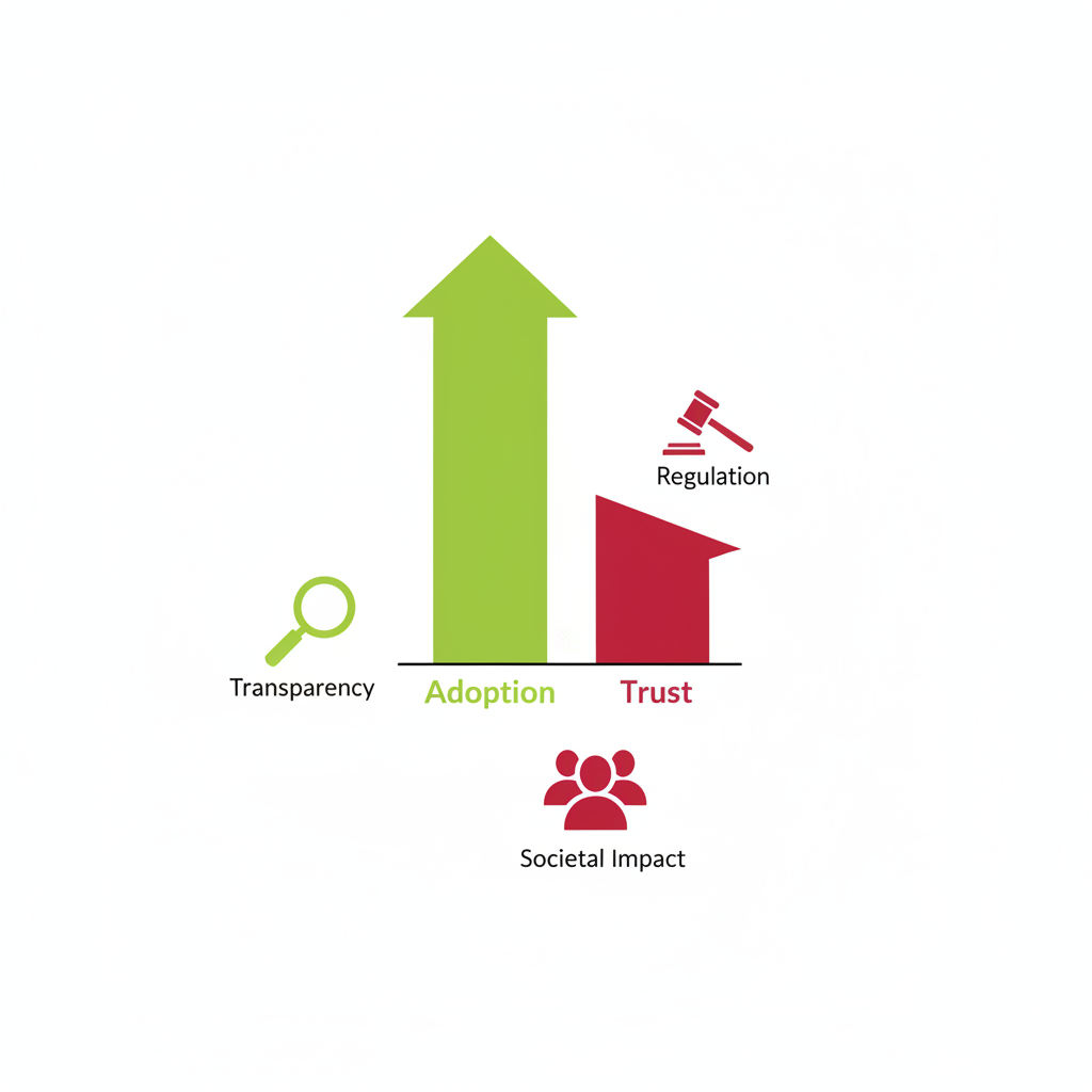 A clean infographic-style illustration showing a bar chart with two contrasting bars: one tall green bar labeled Adoptio