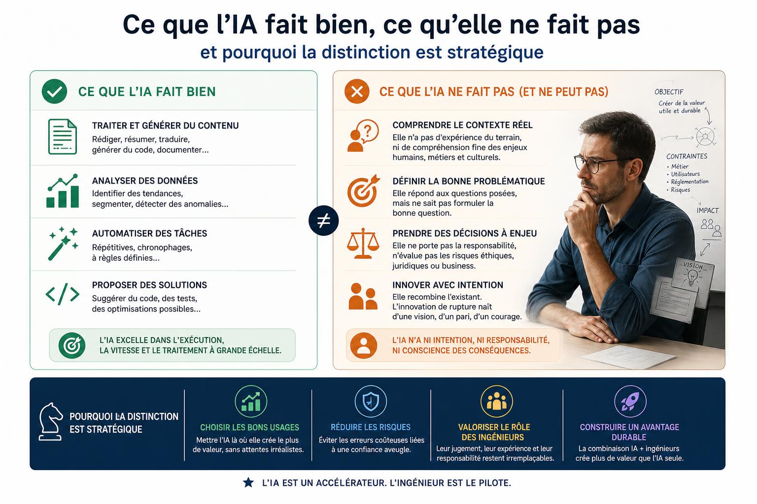 Ce que lIA fait bien, ce quelle ne fait pas - et pourquoi la distinction est stratégique