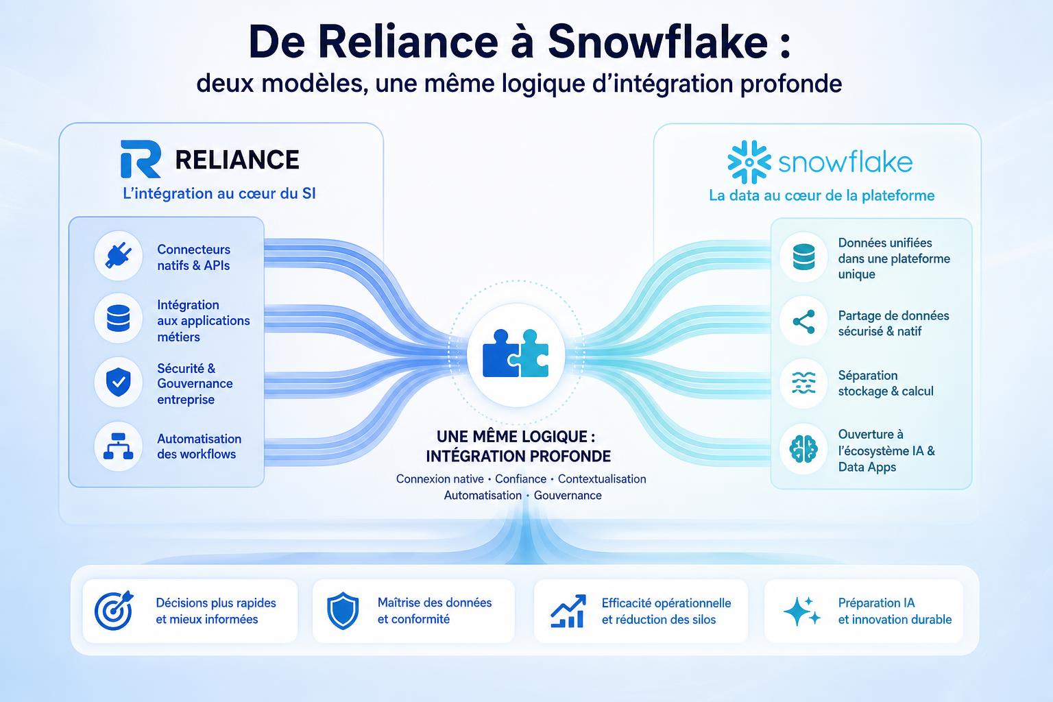 De Reliance à Snowflake : deux modèles, une même logique dintégration profonde