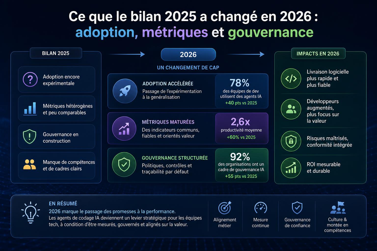 Ce que le bilan 2025 a changé en 2026 : adoption, métriques et gouvernance