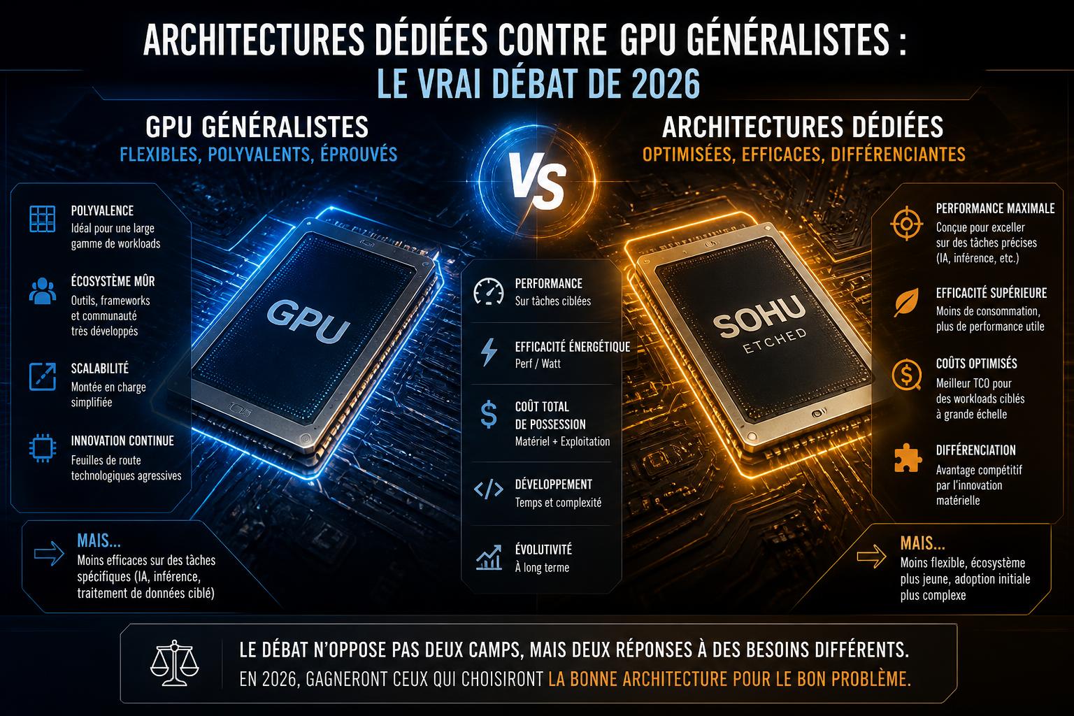 Architectures dédiées contre GPU généralistes : le vrai débat de 2026