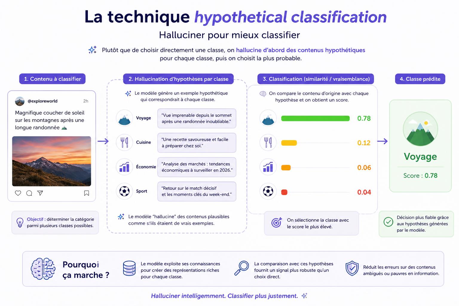 La technique hypothetical classification : halluciner pour mieux classifier