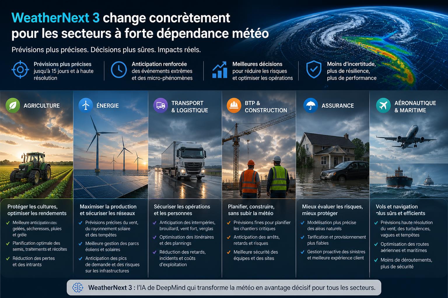 Ce que WeatherNext 3 change concrètement pour les secteurs à forte dépendance météo