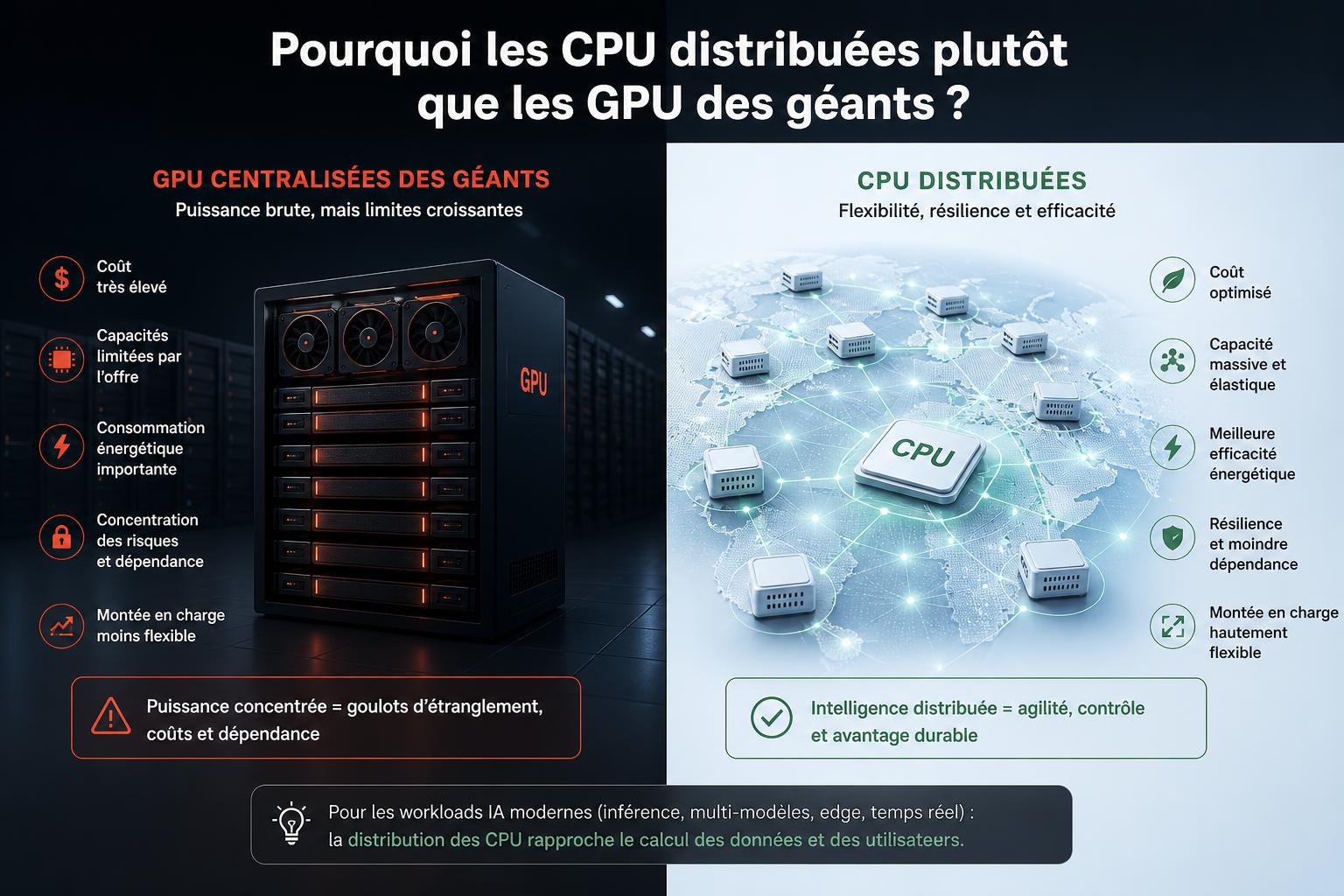 Pourquoi les CPU distribuées plutôt que les GPU des géants ?