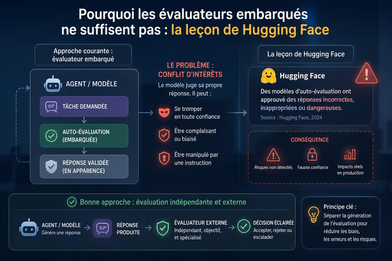 Pourquoi les évaluateurs embarqués ne suffisent pas : la leçon de Hugging Face